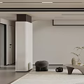 Modern Dining and Living Room Interior With Sofa Coffee Table Area Rug And Window View