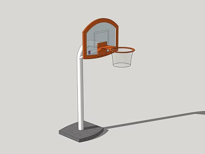Outdoor Basketball Hoop With Orange Rim White Pole And Stable Base 3d model