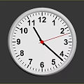 White Round Wall Clock With Black Numbers Red Second Hand And Reflection