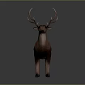 Realistic Deer Sculpture With Large Antlers Standing On Gradient Background 3d model