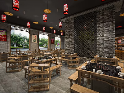 New Chinese Hot Pot Shop 3d model