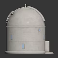 White Dome Observatory Building With Cylindrical Base Small Windows And Observation Opening 3d model