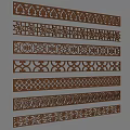 New Chinese style window grilles line pane 3d model