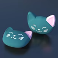 Cute Green Cat Shaped Household Decor Items With Pink Ears White Whiskers And Smiling Faces