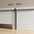 White Roller Shutter Doors Installed In Indoor Room With Wooden Floor