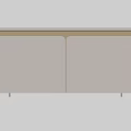 Modern Cream Colored TV Stand With Gold Trim Ribbed Sides And Black Slim Legs