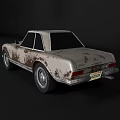 Rusted Vintage Mercedes Convertible Car With Classic Exterior And Old Design