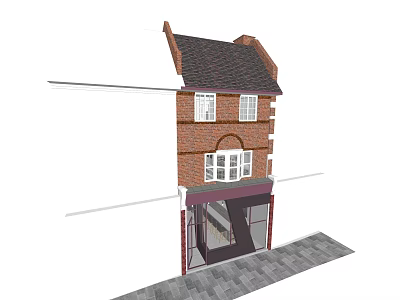 Modern Restaurant Street Small Shop 3d model