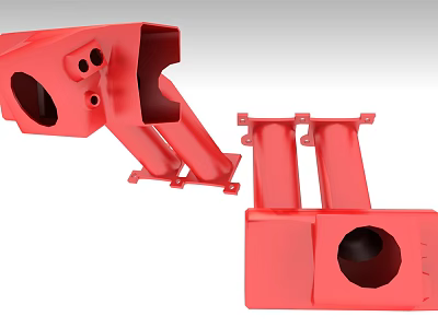 High Quality Red Automotive Parts With Tubular Design And Mounting Brackets 3d model