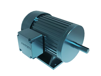 Industrial Electric Motor with Cylindrical Body Base and Rotor Shaft 3d model
