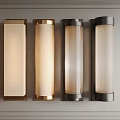 Modern Gold and Black Wall Lamps with Textured Shades on Grey Framed Wall