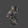 Olive Green Vintage Motorcycle With Shark Mouth Design Classic Seat Engine And Tires