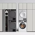 Modern Bathroom Cabinet Frame With Built-in Washer Dryer And Double Storage Compartments