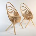 Modern Single Chair With Slatted Wooden Back Curved Design And Sturdy Legs