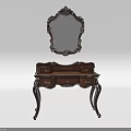 Elegant Vintage Dressing Table With Ornate Mirror And Curved Carved Legs
