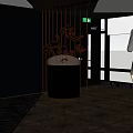 Japanese Style Bar Interior Featuring Shoji Screens Dark Armchairs Wooden Shelves And Candlelit Tables