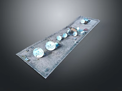 Mechanical Equipment With Circular Components On Long Textured Base 3d model