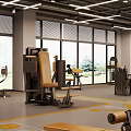 Modern Gym Interior With Fitness Equipment And Natural Light From Large Windows