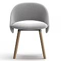 Modern Light Gray Fabric Leisure Chair With Comfortable Seat And Wooden Legs Design
