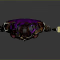 Fantasy Warrior in Ornate Gold Red Armor With Purple Cape and Sword