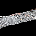 Old Broken Corrugated Metal Roof With Rusted Red Patches And Fragments