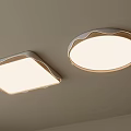 Modern Minimalist Ceiling Lights With Square Round White Lampshade And Beige Frame Design