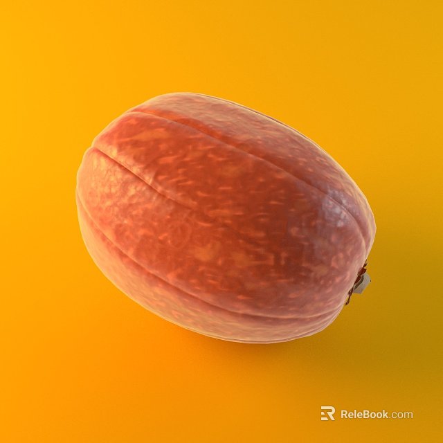 Fresh Ripe Whole Pumpkin With Smooth Skin On Vibrant Orange Background 3d model 