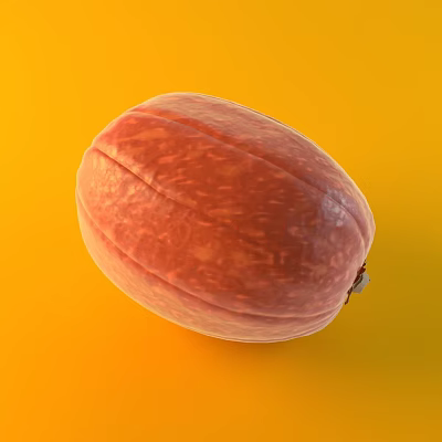 Fresh Ripe Whole Pumpkin With Smooth Skin On Vibrant Orange Background 3d model