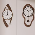 Modern Unique Design Wall Clocks With Brown Frame White Dial And Black Hands 3d model