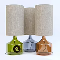 Modern Glass Table Lamps With Fabric Shades In Green Clear And Brown Colors