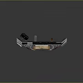 Grey Small Modular Structural Component With Window Yellow Black Warning Stripes And Storage Base