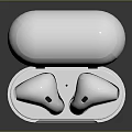 White Wireless Earbuds In Open Charging Case Portable Audio Device 3d model
