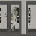 Modern Retro Design Double Doors Featuring Glass Panels And Sleek Black Frames 3d model