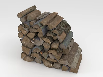 Stack of Firewood Logs Neatly Piled for Home Heating Use 3d model