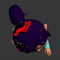 Adorable 3D Animated Character With Purple Hair Red Bow Blue Top And Striped Socks