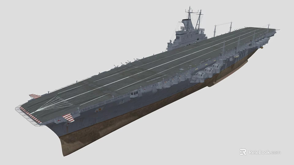 Aircraft Carrier Warship 3D Model With Flight Deck And Tower Structure 3d model