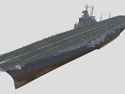 Aircraft Carrier Warship 3D Model With Flight Deck And Tower Structure 3d model