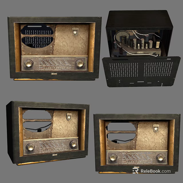 Vintage Radio Showcase Featuring Multiple Angles Retro Design Control Panel And Components 3d model
