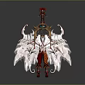 Fantasy Character Design With Red Black Armor Winged Jester Elements And Detailed Decorations