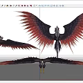 Majestic Mythical Flying Bird With Vibrant Red And Black Feathers Spreading Wings