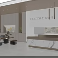 Elegant Modern Mall Counter Health Experience Hall Interior With Marble Reception Desk And Tea Area