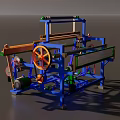 Industrial Equipment With Blue Frame Orange Wheel Green Parts And Mechanical Components