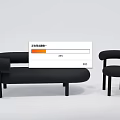 Modern Black Curved Sofa Set Interior With Matching Accent Chair Design