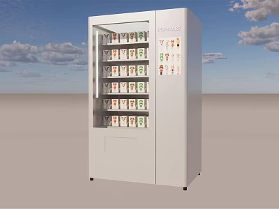 White Commercial Vending Machine With Various Products For Public Spaces 3d model