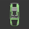 Light Green Low Poly Sports Car With Black Roof And Large Rear Spoiler