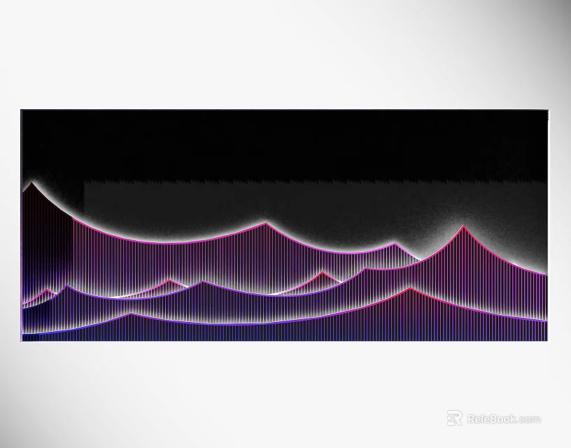 Abstract Background Wall Design with Purple Pink Wavy Lines and Black Background 3d model 