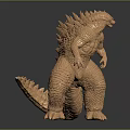 Godzilla Game Movie Character Brown Model With Spikes And Detailed Texture In Standing Pose