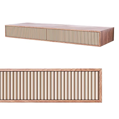 Wooden TV Stand With Vertical Slat Design For Modern Living Room 3d model