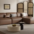 modern cream style multi-person sofa imperial concubine sofa 3d model