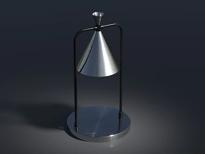 Modern Metal Side Table With Circular Base And Silver Cone Design 3d model